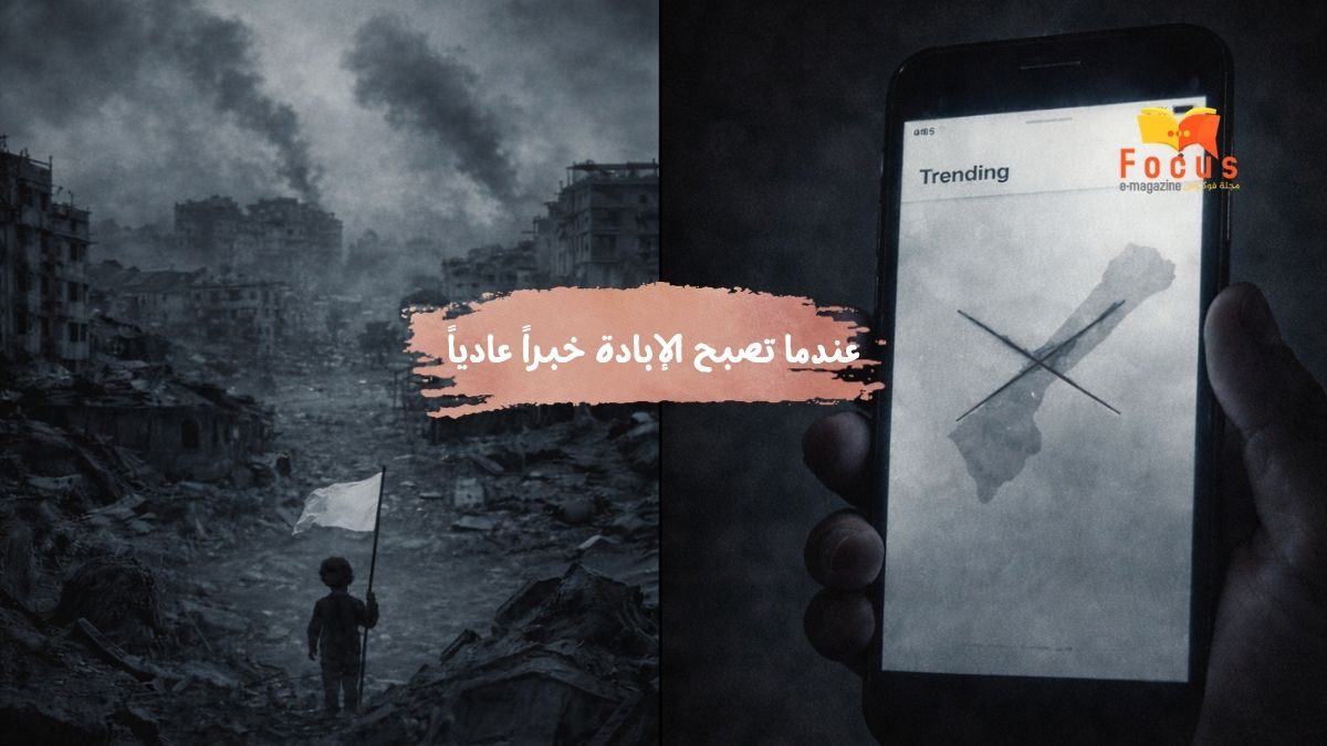 عندما تصبح الإبادة خبراً عادياً د. عدلات الشيخ وفضح تواطؤ الإعلام في تحويل إبادة غزة إلى خبر روتيني بأرقام رسمية وتقارير دولية، ودعوة لاستراتيجيات بديلة لكسر التعتيم وإحياء الاهتمام. #غزة #الإبادة_الجماعية #الترند #التغطية_الإعلامية #فخ_الاعتياد #الأخلاقيات_المهنية #التواطؤ_المعنوي #الأرقام #المجاعة #التدمير_الممنهج #focusemagazine https://shorturl.at/nNnzH